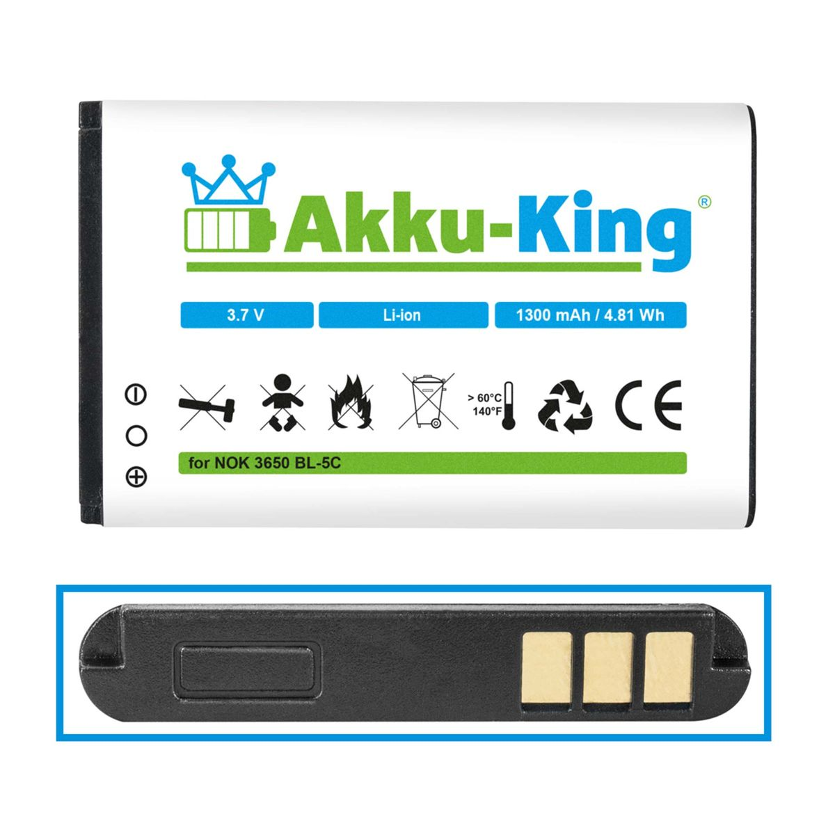 AKKU-KING 3.7 Wiko Volt, Handy-Akku, Akku mit kompatibel Lubi2 Li-Ion 1300mAh