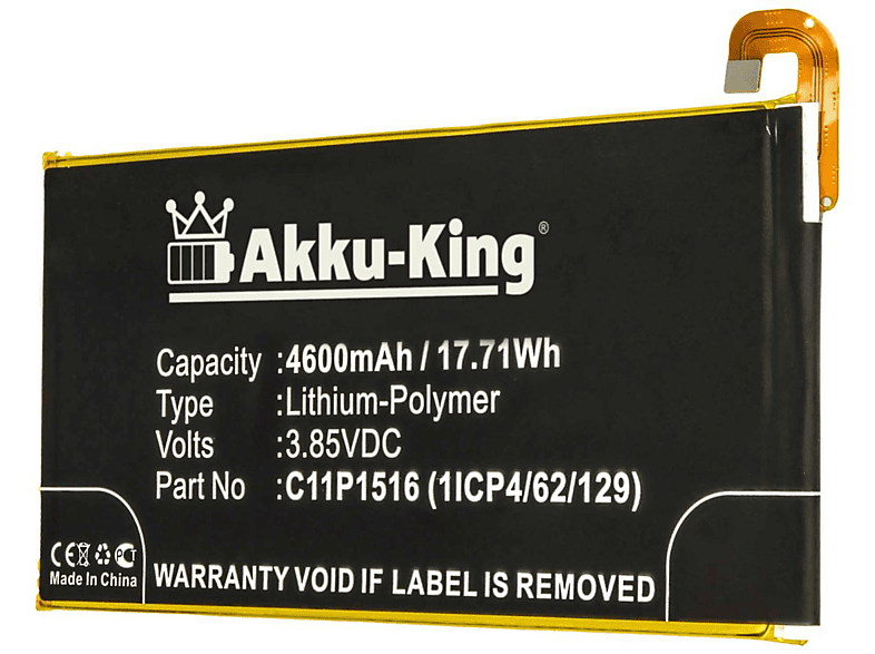Volt, für Akku 3.85 Handy-Akku, 4600mAh C11P1516 AKKU-KING Asus Li-Polymer