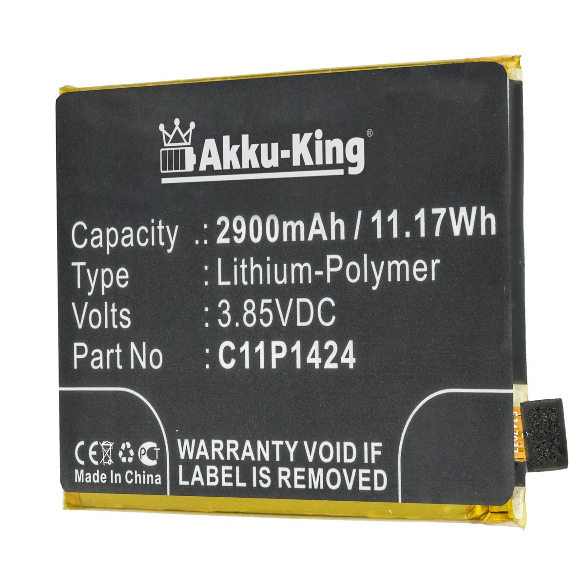AKKU-KING Akku für Asus 2900mAh C11P1424 Handy-Akku, Volt, 3.85 Li-Polymer