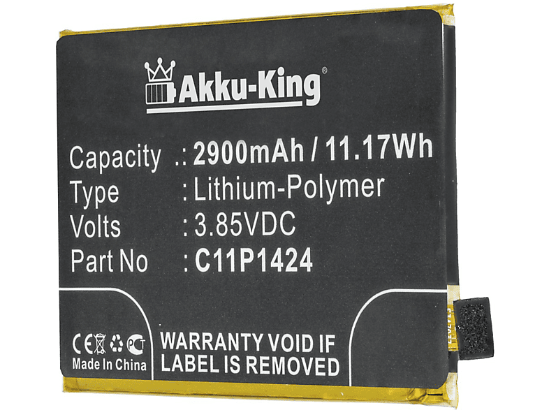 AKKU-KING Akku für Volt, Asus Li-Polymer 2900mAh C11P1424 Handy-Akku, 3.85