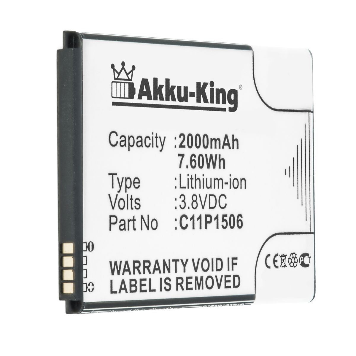 AKKU-KING Akku Volt, C11P1506 Asus 2000mAh 3.8 Handy-Akku, für Li-Ion