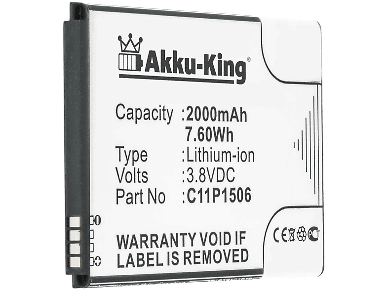AKKU-KING Akku für Asus C11P1506 Li-Ion Handy-Akku, 3.8 Volt, 2000mAh