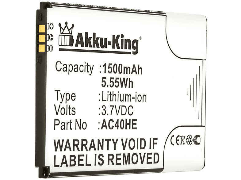 AKKU-KING Akku für AC40HE Li-Ion 1500mAh 3.7 Handy-Akku, Volt, Archos