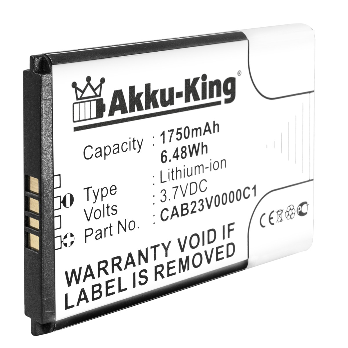 AKKU-KING Akku Volt, Alcatel Li-Ion 3.7 für CAB23V0000C1 1750mAh Handy-Akku