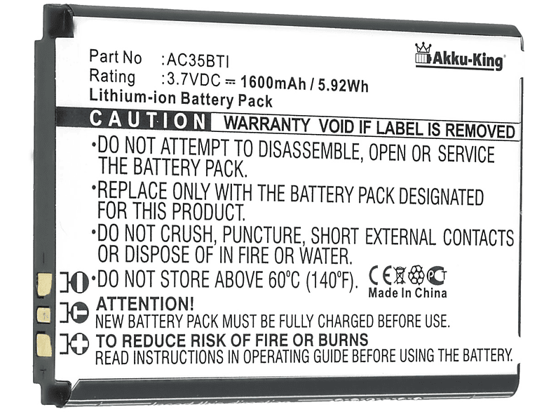 AKKU-KING Akku für Archos AC35BTI Li-Ion Handy-Akku, 3.7 Volt, 1600mAh ...