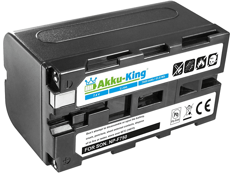 NP-F750 7000mAh Volt, mit AKKU-KING Li-Ion Sony Akku Kamera-Akku, kompatibel 7.4