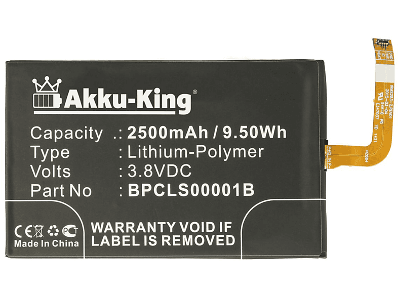 AKKU-KING Akku Li-Polymer Blackberry Handy-Akku, 2500mAh 3.8 für BPCLS00001B Volt
