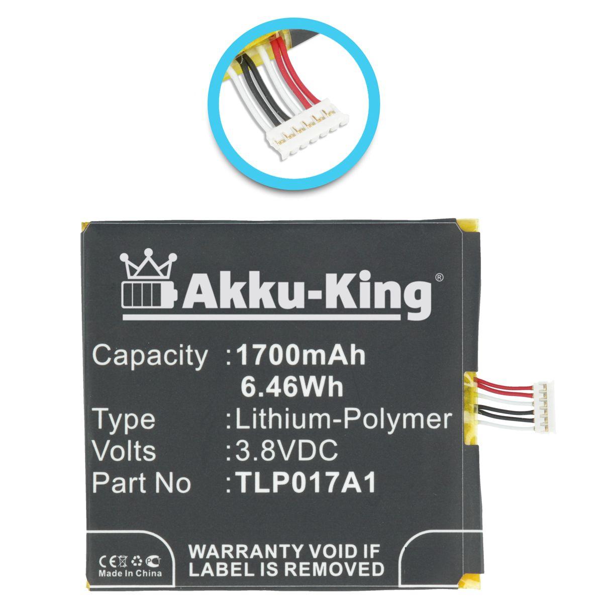 AKKU-KING Akku für Handy-Akku, 3.8 1700mAh Li-Polymer Volt, Alcatel TLP017A1
