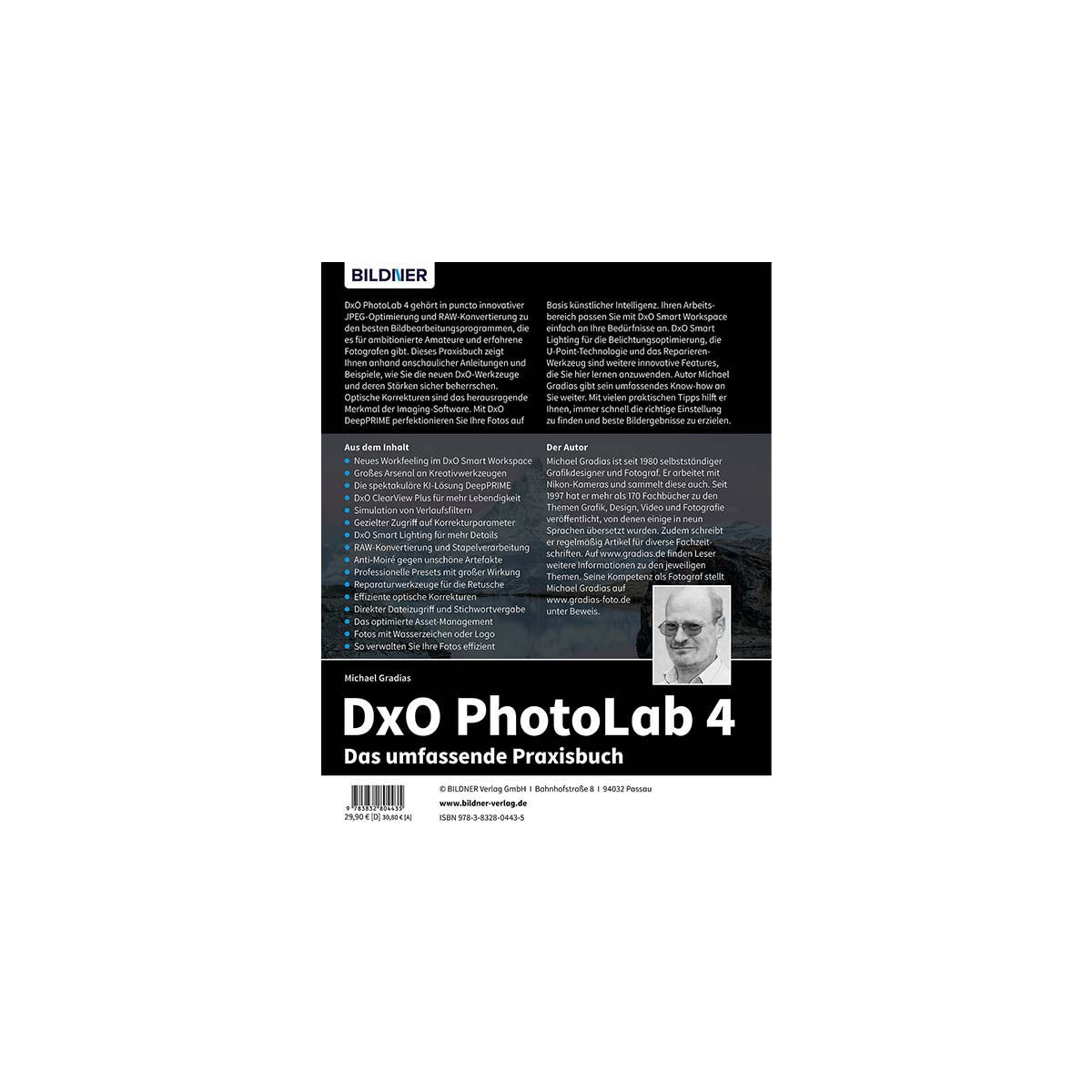 Buchcover mit Text und einem Bild eines Mannes, auf weißem Hintergrund.