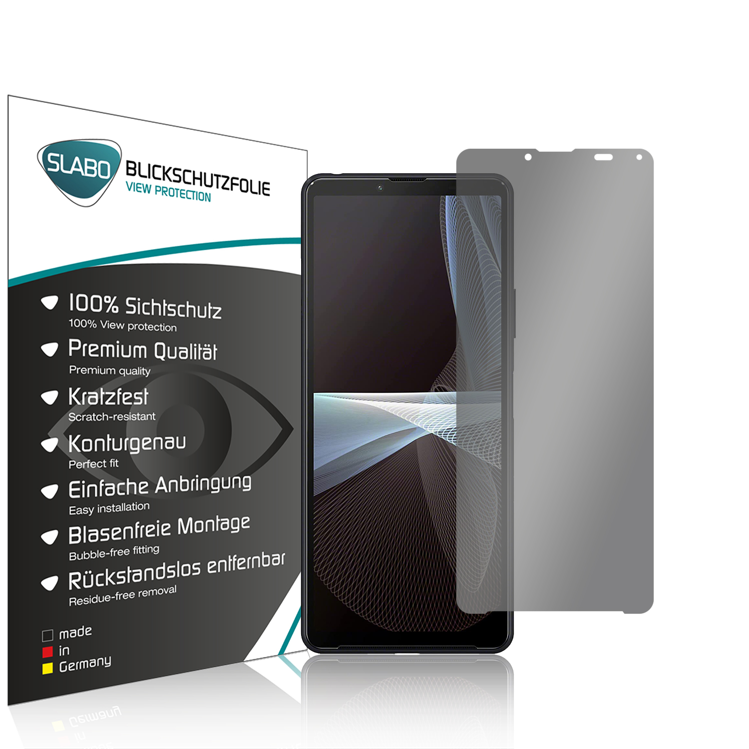 SLABO View Protection (5G)) Blickschutzfolie Displayschutz(für 10 360° Xperia Sony Schwarz III