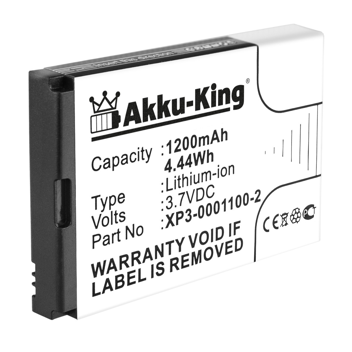 AKKU-KING Akku Li-Ion Volt, mit 3.7 1200mAh XP3-0001100-2 kompatibel Socketmobile Handy-Akku
