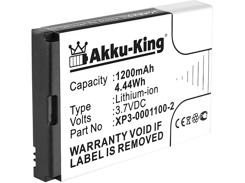 AKKU-KING Akku kompatibel mit Socketmobile XP3-0001100-2 Li-Ion Handy-Akku, 3.7 Volt, 1200mAh
