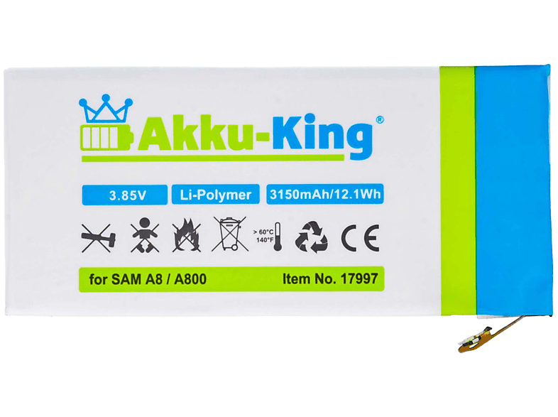 AKKU-KING Akku kompatibel mit Samsung EB-BA800ABE Li-Polymer Handy-Akku, 3.85 Volt, 3150mAh