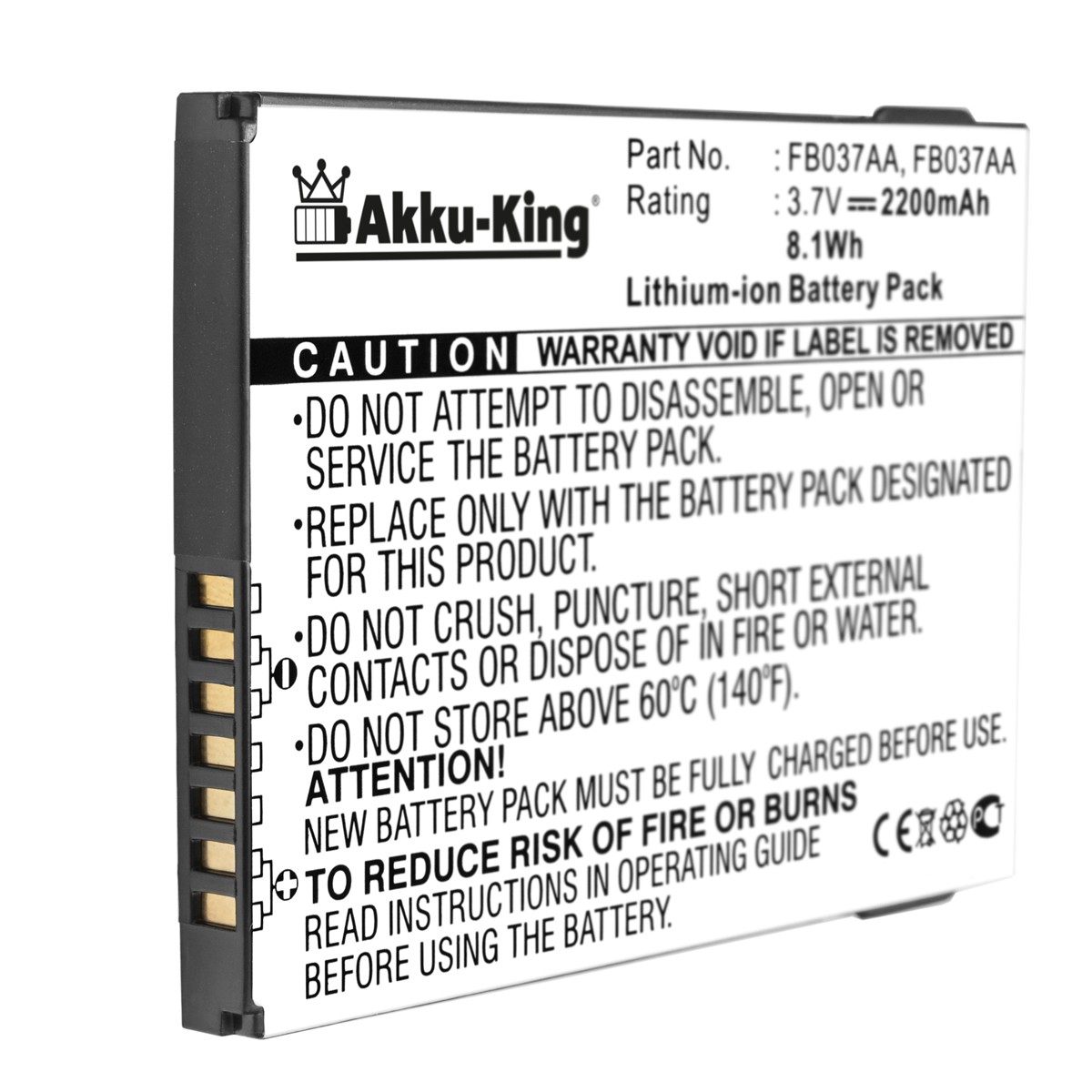 AKKU-KING Akku kompatibel 3.7 mit 2200mAh Volt, Li-Ion 410814-001 HP Handy-Akku