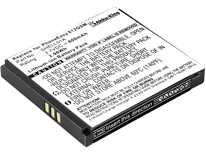 Handy-Akku, Doro DBF-800A kompatibel Li-Ion mit 3.7 Volt, Akku 800mAh AKKU-KING