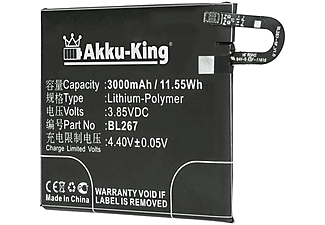 AKKU-KING Akku kompatibel mit Lenovo BL267 Li-Polymer Handy-Akku, 3.85 Volt, 3000mAh