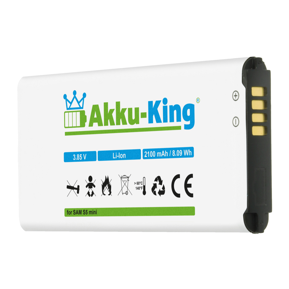 AKKU-KING Akku kompatibel mit Samsung Li-Ion Volt, 2100mAh Handy-Akku, 3.85 EG-BG800BBE