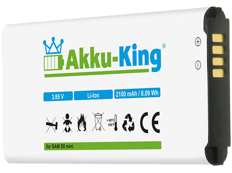 AKKU-KING Akku 2100mAh Handy-Akku, mit 3.85 Volt, Samsung kompatibel EG-BG800BBE Li-Ion