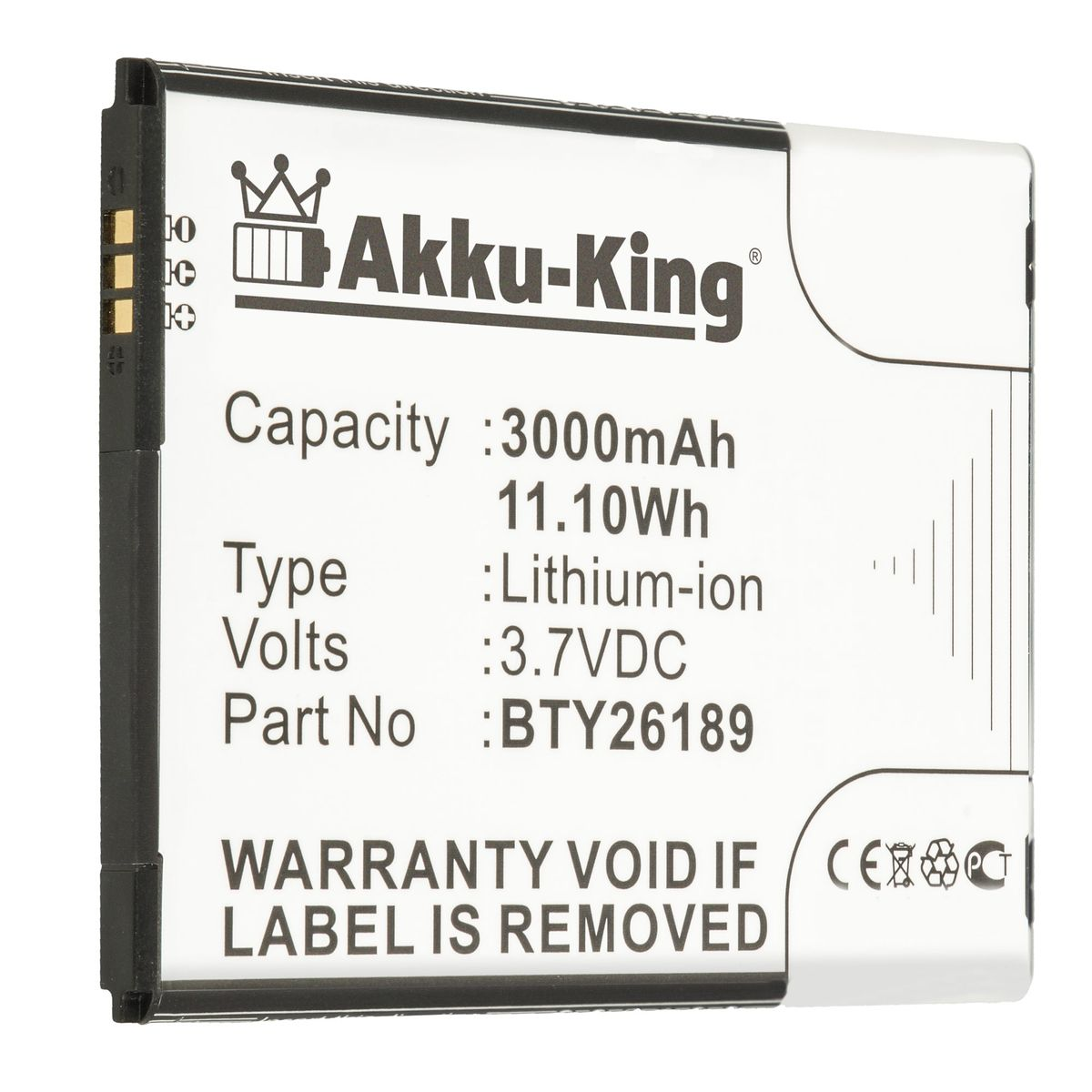 AKKU-KING Akku kompatibel mit Mobistel BTY26189 3000mAh Volt, Li-Ion 3.7 Handy-Akku