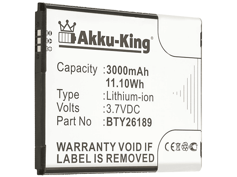 AKKU-KING Akku kompatibel mit Mobistel BTY26189 Li-Ion Handy-Akku, 3.7 Volt, 3000mAh