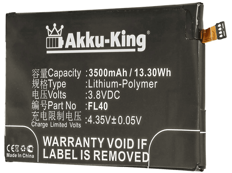 Handy-Akku, Akku Volt, FL40 mit 3500mAh kompatibel Li-Polymer AKKU-KING 3.8 Motorola