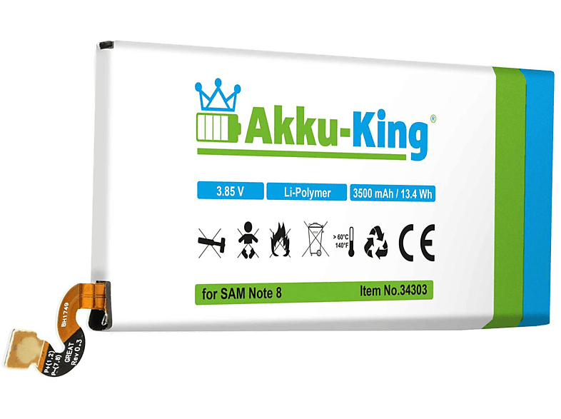AKKU-KING Akku kompatibel mit Samsung Li-Polymer EB-BN950ABE Volt, 3.85 Handy-Akku, 3500mAh
