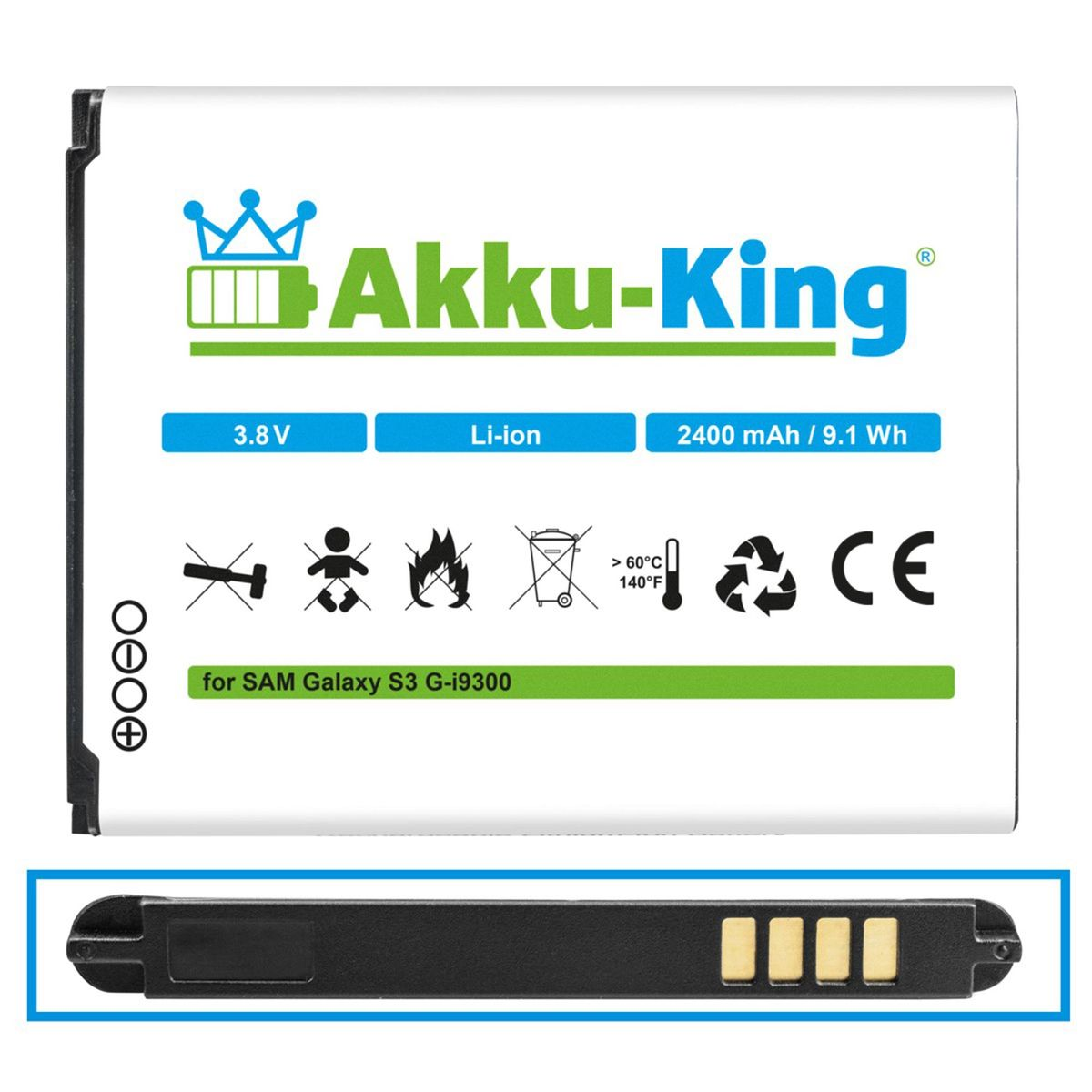 AKKU-KING Akku kompatibel mit Li-Ion Samsung Handy-Akku, 3.8 EB-L1G6LLU 2400mAh Volt