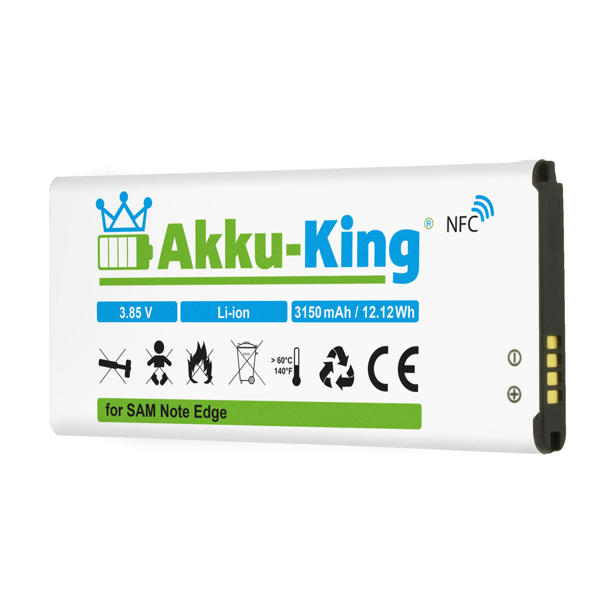Li-Ion Volt, Samsung 3.85 Akku AKKU-KING kompatibel 3150mAh mit Handy-Akku, NFC EB-BN915BBC