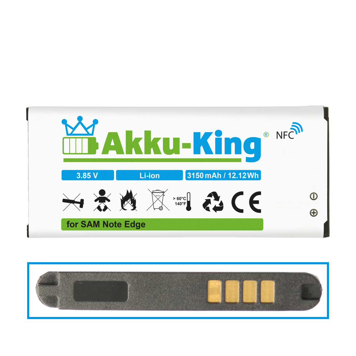 AKKU-KING Akku kompatibel mit NFC Volt, EB-BN915BBC Samsung 3150mAh Li-Ion 3.85 Handy-Akku