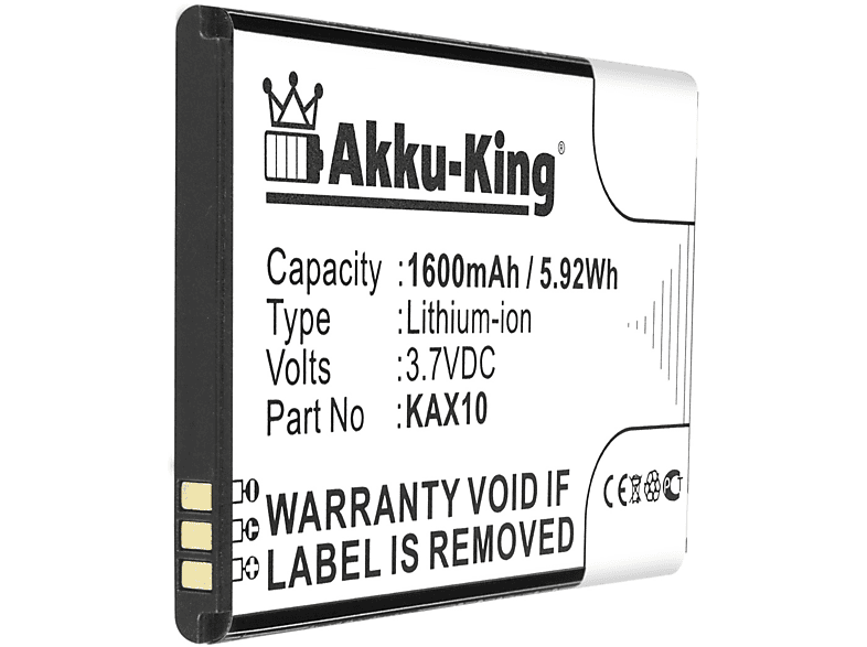 KAX10 Akku Kazam kompatibel mit Li-Ion 1600mAh AKKU-KING Handy-Akku, Volt, 3.7