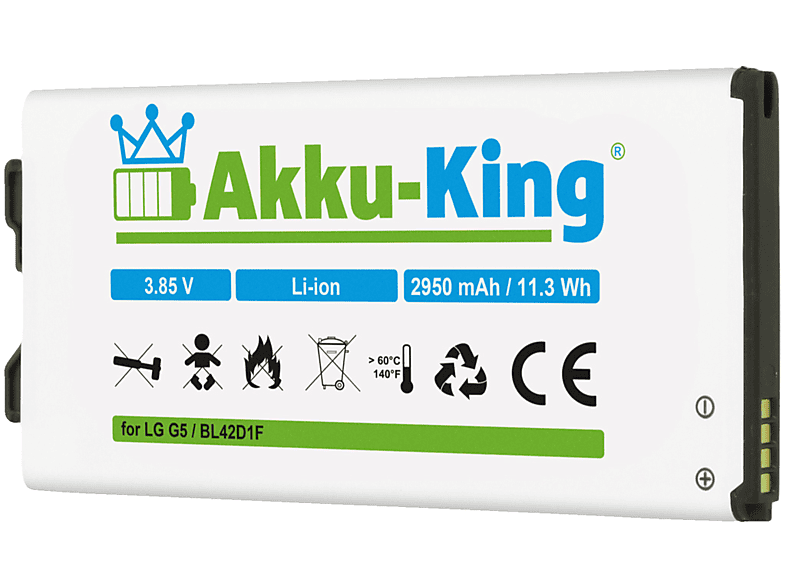 AKKU-KING Akku kompatibel mit LG Li-Ion 2950mAh 3.85 Handy-Akku, BL-42D1F Volt