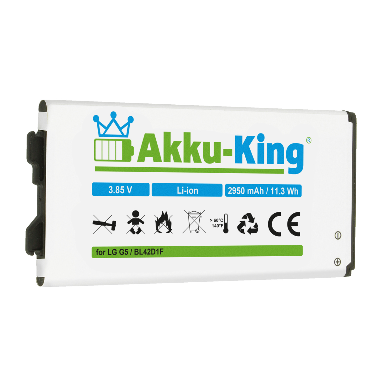 mit Akku Li-Ion BL-42D1F Handy-Akku, Volt, 2950mAh 3.85 kompatibel AKKU-KING LG