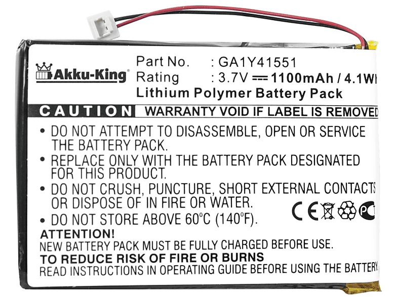 AKKU-KING Akku kompatibel mit Palm GA1Y41551 Li-Polymer Handy-Akku, 3.7 Volt, 1100mAh