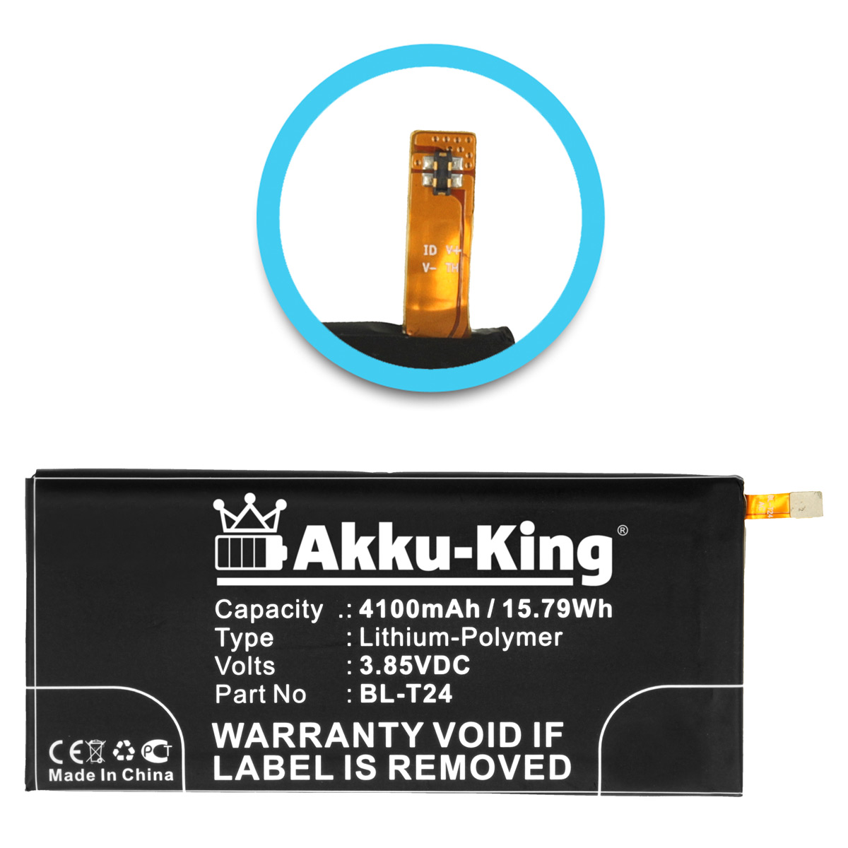 Akku 3.85 LG BL-T24 kompatibel 4100mAh Volt, AKKU-KING Li-Polymer mit Handy-Akku,