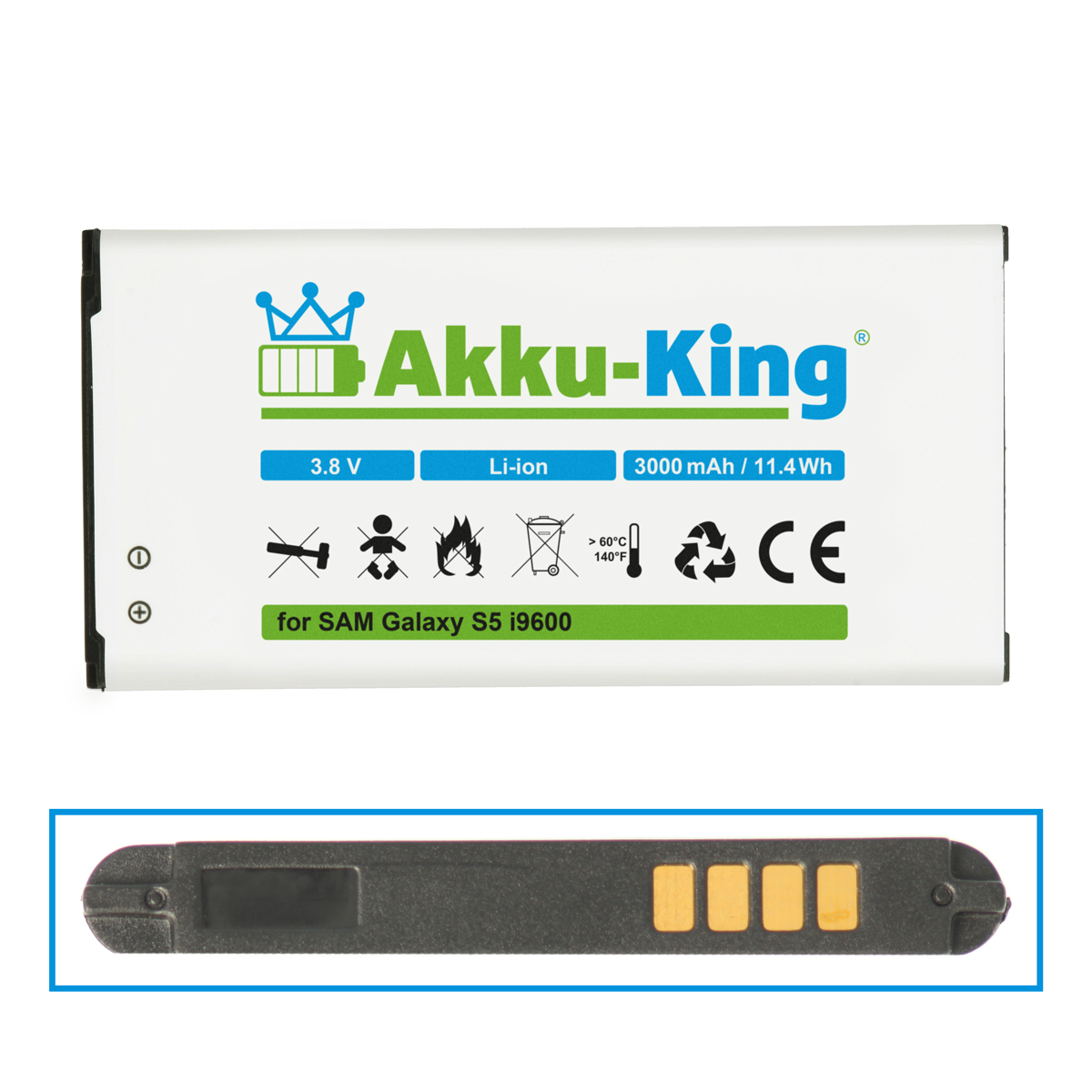 AKKU-KING Akku kompatibel mit 3.8 EB-B900BE Handy-Akku, 3000mAh Samsung Li-Ion Volt