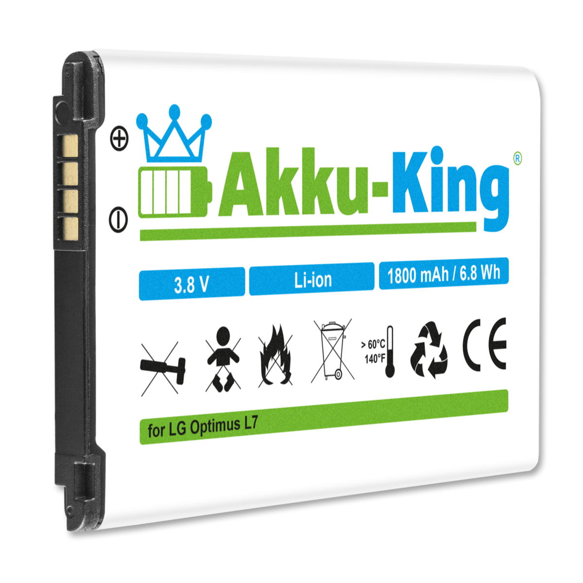 AKKU-KING Akku Volt, mit 3.8 Li-Ion BL-44JH Handy-Akku, 1800mAh LG kompatibel