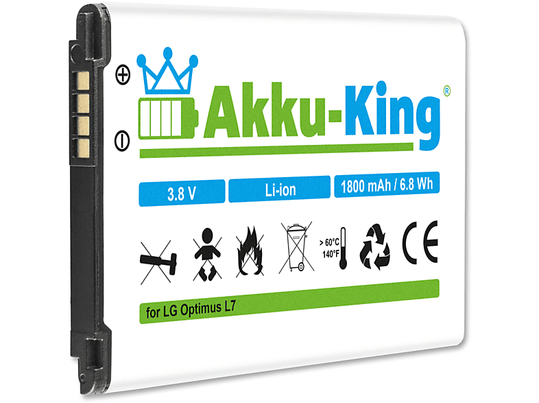 AKKU-KING Li-Ion 1800mAh Handy-Akku, 3.8 Volt, mit BL-44JH kompatibel LG Akku