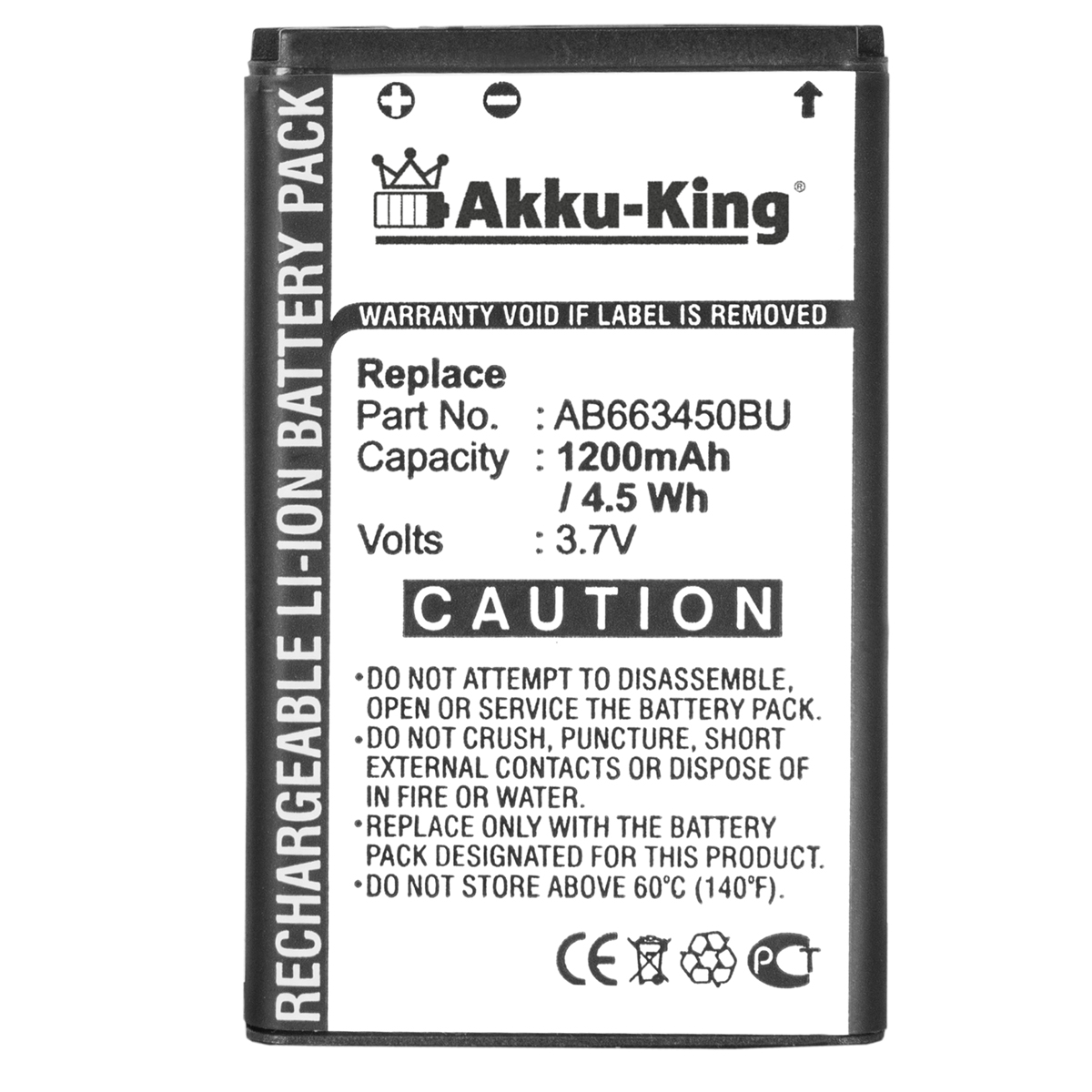 1200mAh AKKU-KING Akku Volt, Li-Ion 3.7 Samsung mit kompatibel AB663450BE Handy-Akku,