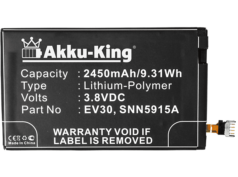 AKKU-KING Akku kompatibel mit Motorola EV30 Li-Polymer Handy-Akku, 3.8 Volt, 2450mAh