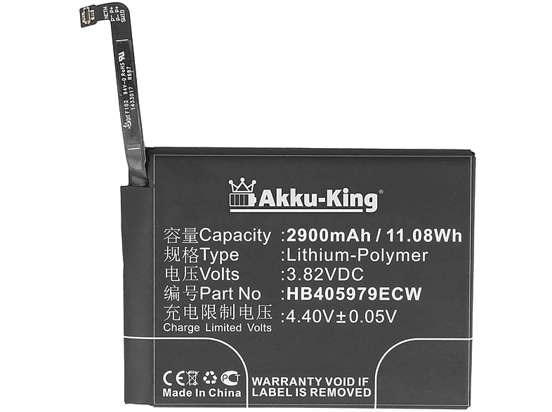 Volt, 2900mAh HB405979ECW Akku Li-Polymer mit AKKU-KING Huawei Handy-Akku, kompatibel 3.8