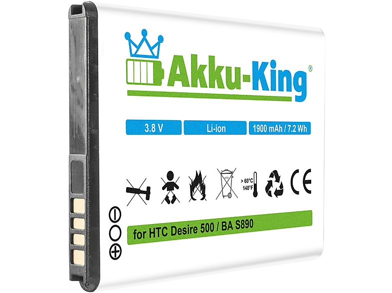 AKKU-KING Akku kompatibel mit HTC BA S8900 Li-Ion Handy-Akku, 3.8 Volt, 1900mAh