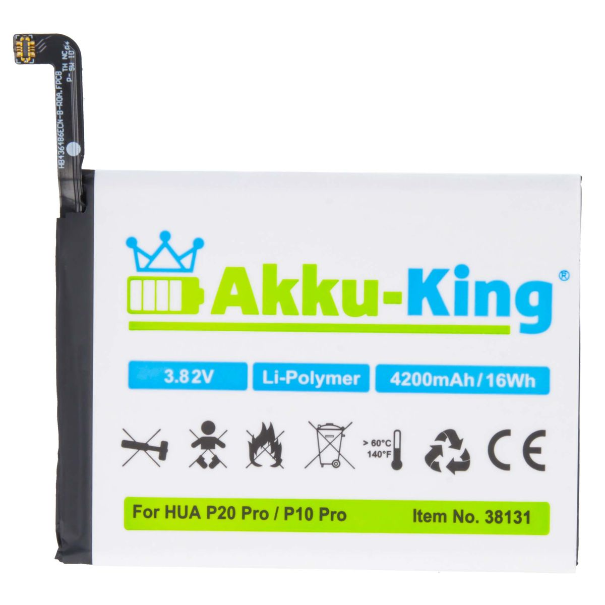 AKKU-KING Akku kompatibel mit Huawei Handy-Akku, Li-Polymer HB436486ECW 3.82 Volt, 4200mAh