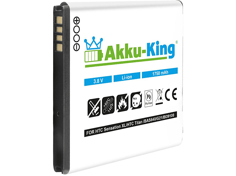 AKKU-KING Akku kompatibel mit HTC BA S800 Li-Ion Handy-Akku, 3.7 Volt, 1750mAh