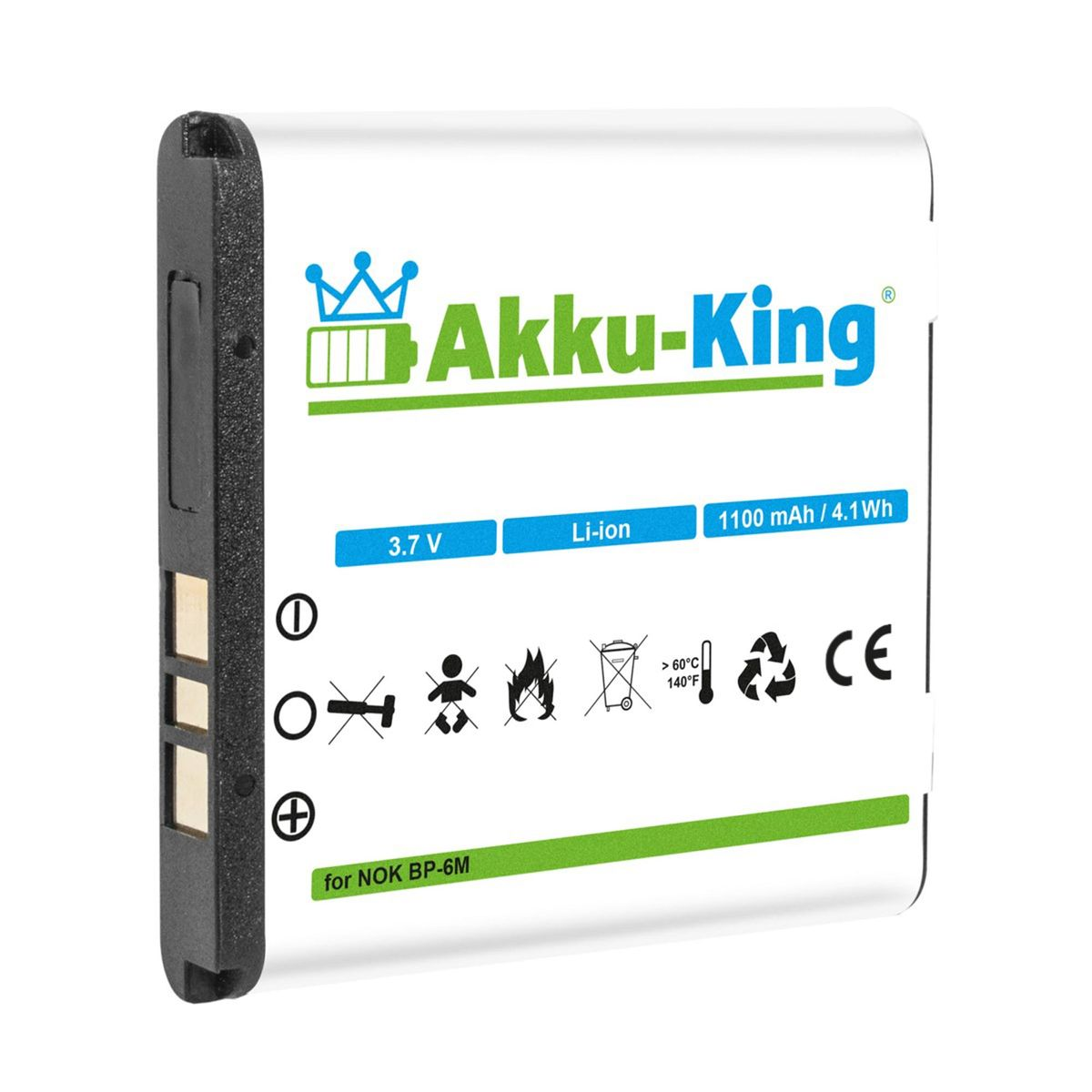 Nokia Akku AKKU-KING 3.7 mit 1100mAh kompatibel Volt, Li-Ion Handy-Akku, BP-6M