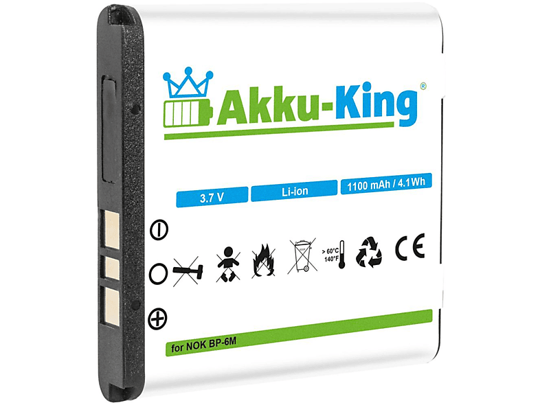 AKKU-KING Akku kompatibel mit Nokia BP-6M Li-Ion Handy-Akku, 3.7 Volt, 1100mAh