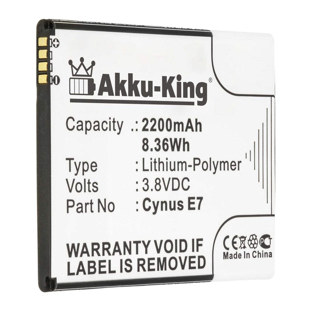 kompatibel E7 mit Handy-Akku, Li-Ion Cynus AKKU-KING 2200mAh Volt, Akku Mobistel 3.8