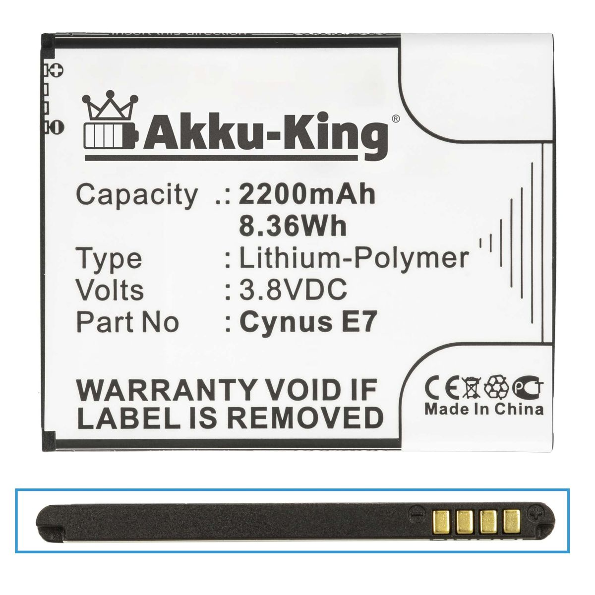 AKKU-KING Akku kompatibel Handy-Akku, Mobistel Volt, Li-Ion mit 2200mAh 3.8 E7 Cynus