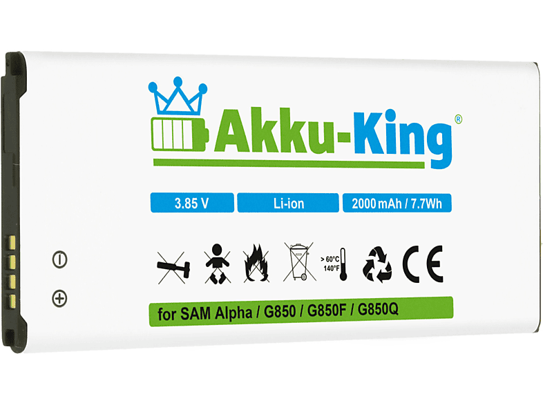 Samsung kompatibel Volt, Li-Ion mit Handy-Akku, Akku 3.7 2000mAh EB-BG850BBC AKKU-KING
