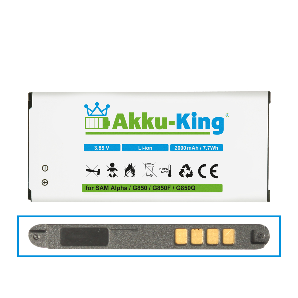 Samsung kompatibel Volt, Li-Ion mit Handy-Akku, Akku 3.7 2000mAh EB-BG850BBC AKKU-KING