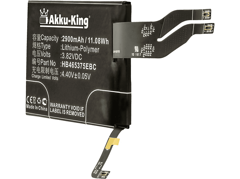 AKKU-KING Akku kompatibel mit Huawei HB465375EBC Li-Polymer Handy-Akku, 3.8 Volt, 2900mAh